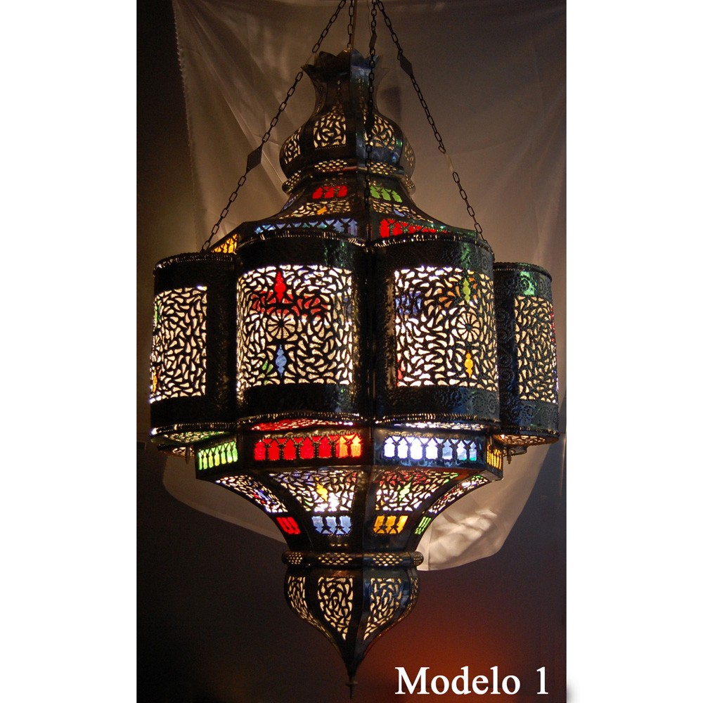 Lámpara Andalusí Gigante Esmeralda - Cristal Colores - 110 cm.