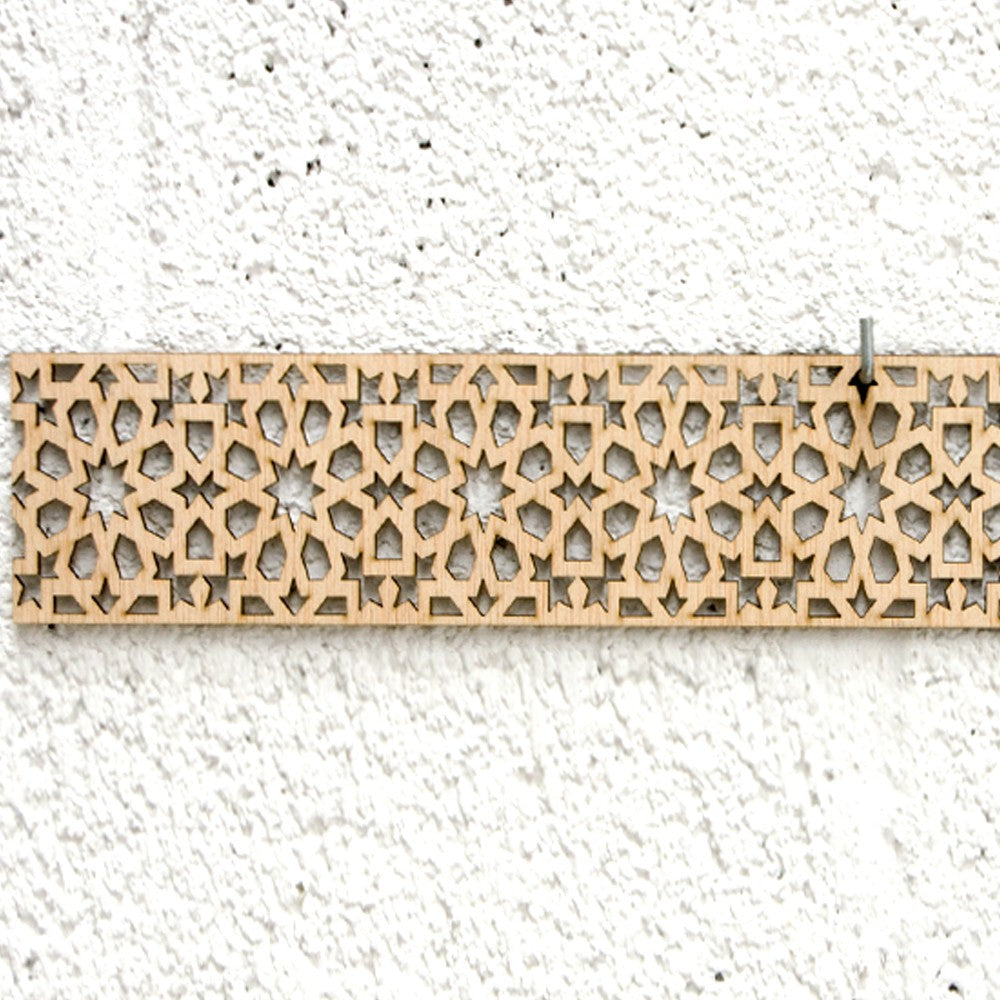 Celosia Árabe Madera 10x50cm - Diseños Geométricos - Corte por Laser - Modelo alnujum