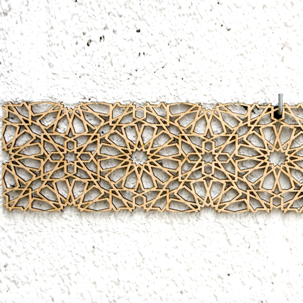 Celosía Árabe Madera 10x50cm - Diseños Geométricos - Corte por Laser - Modelo Najma