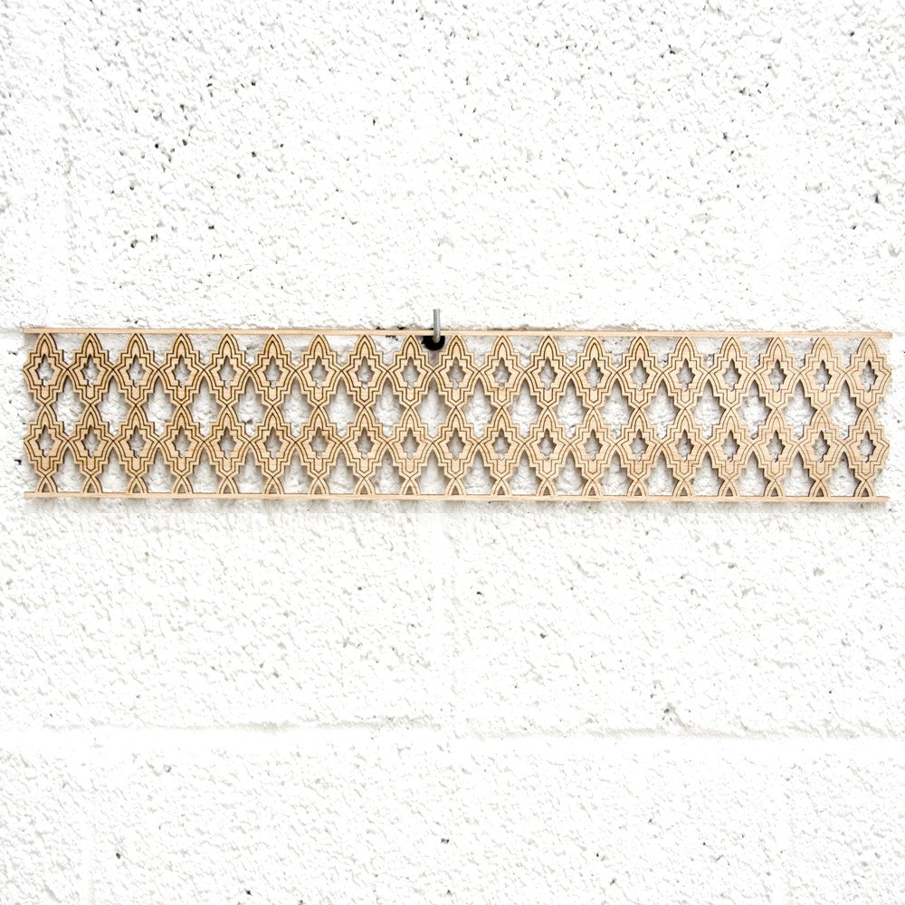 Celosía Árabe Madera 10x50cm - Diseños Geométricos - Corte por Laser - Modelo waraq