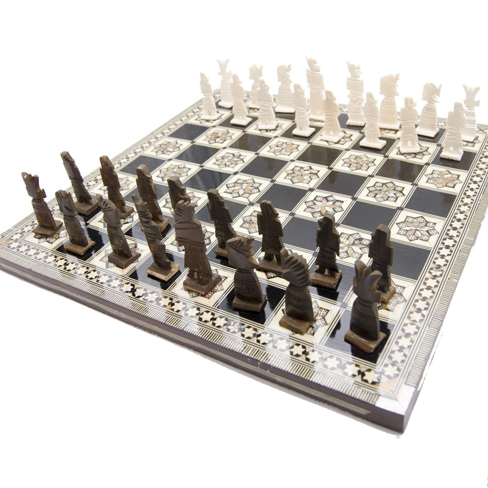 Ajedrez estilo Árabe - Taracea y Hueso Tallado 40x40cm