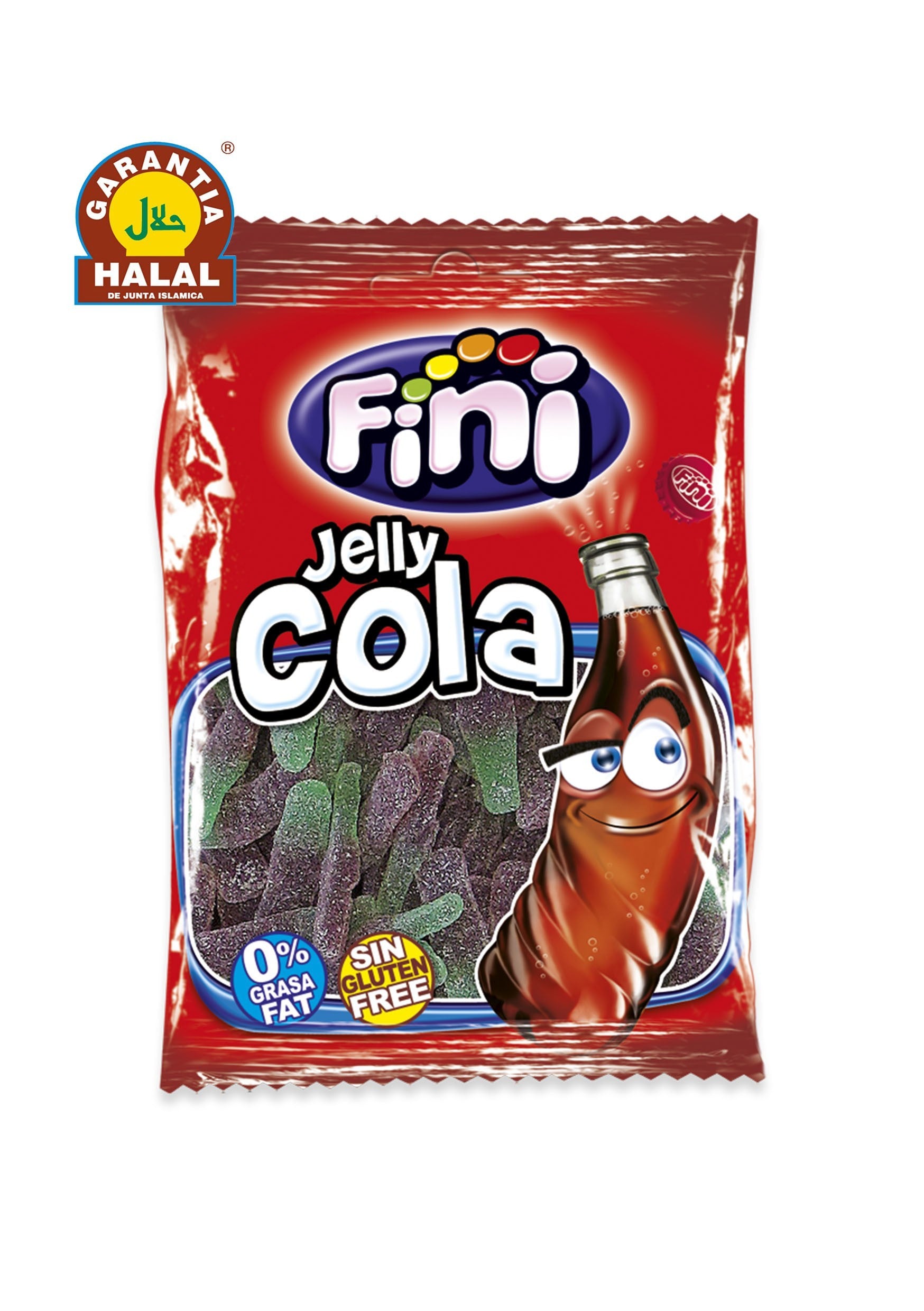 Botellas Cola - Golosinas Halal - Sin Gluten y 0% Grasa - Fini - 90 gr