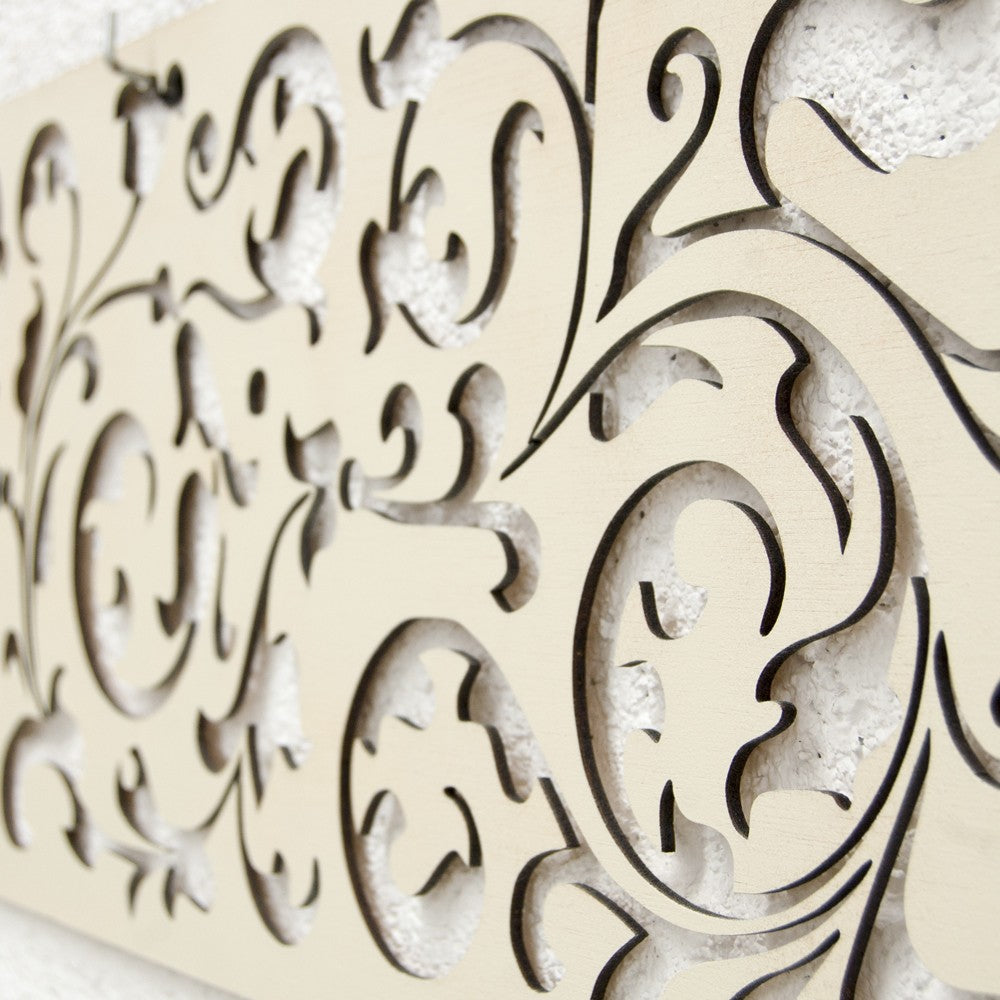 Celosia Madera - Corte Láser - Diseño Celta - Blanco Hueso - 80 x 30 cm