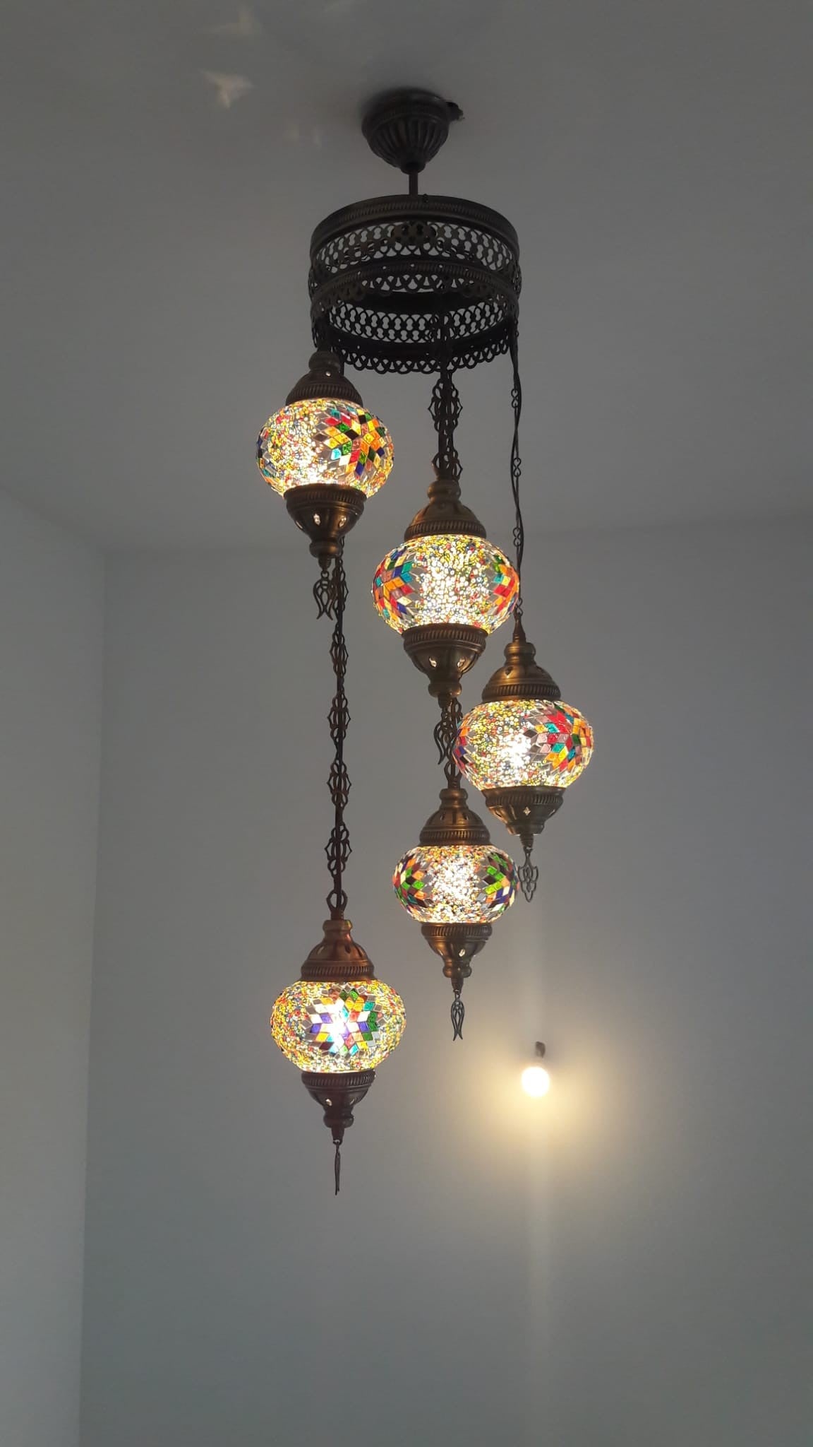 Lampara Turca - 5 Bolas Cristal Murano - Mosaico - 1 m
