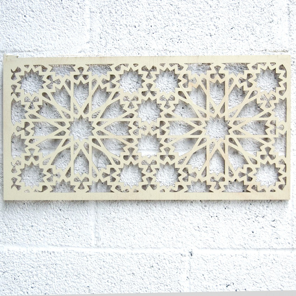 Celosía Madera - Diseño Islamic - Blanco Hueso 60 x 30 cm