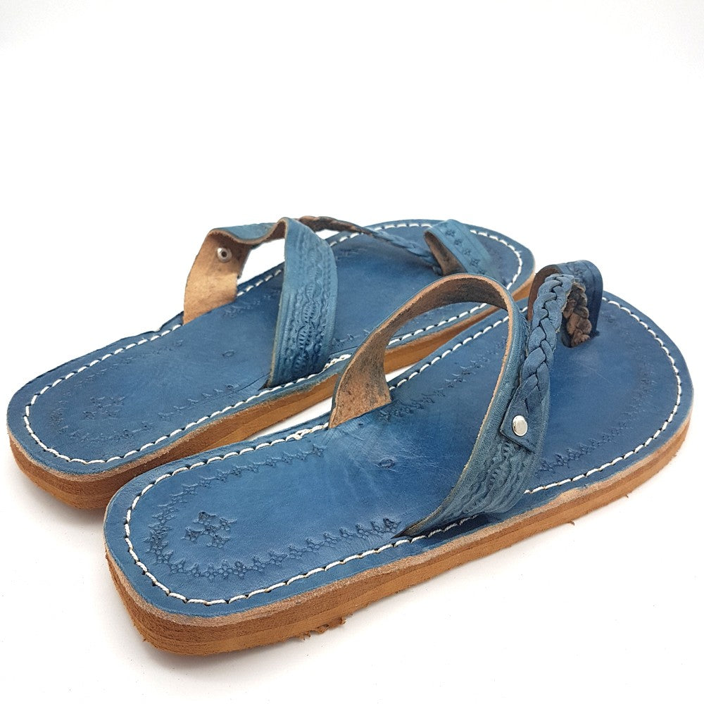 Sandalia Mujer Azul - 100% Cuero - Modelo Safra azrak