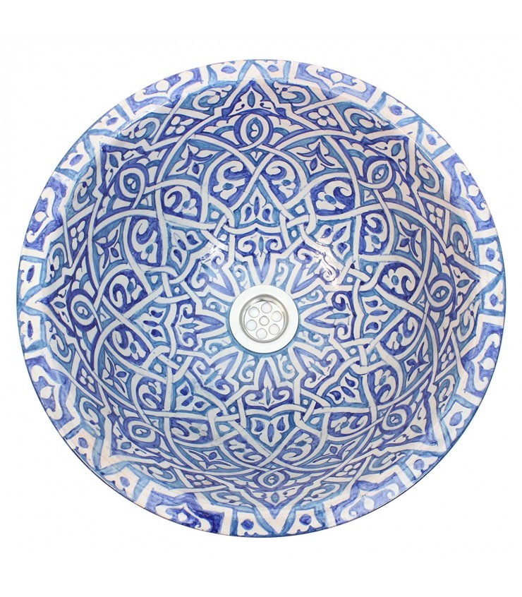 Lavabo Árabe Ceramica 40cm - Artesania Fes - Pintado a Mano
