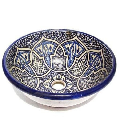 Lavabo Árabe Ceramica 40cm - Artesania Fes - Pintado a Mano