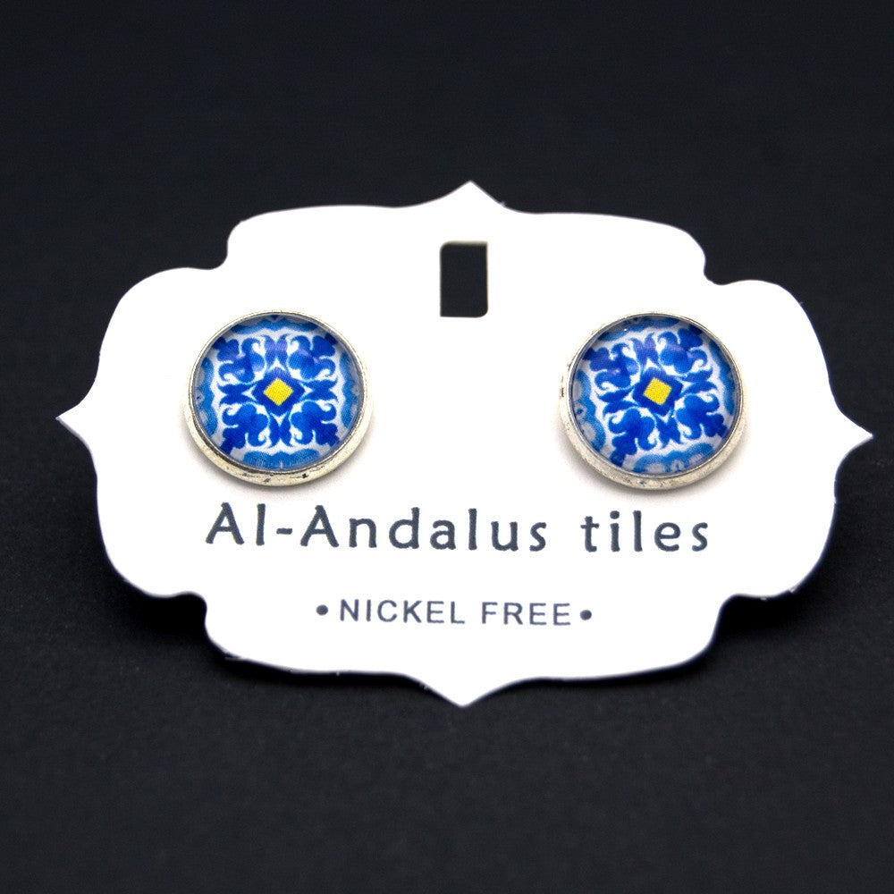 Pendientes Botón - Inspirados en la Alhambra - Al-Andalus Tiles - Modelo Wahid