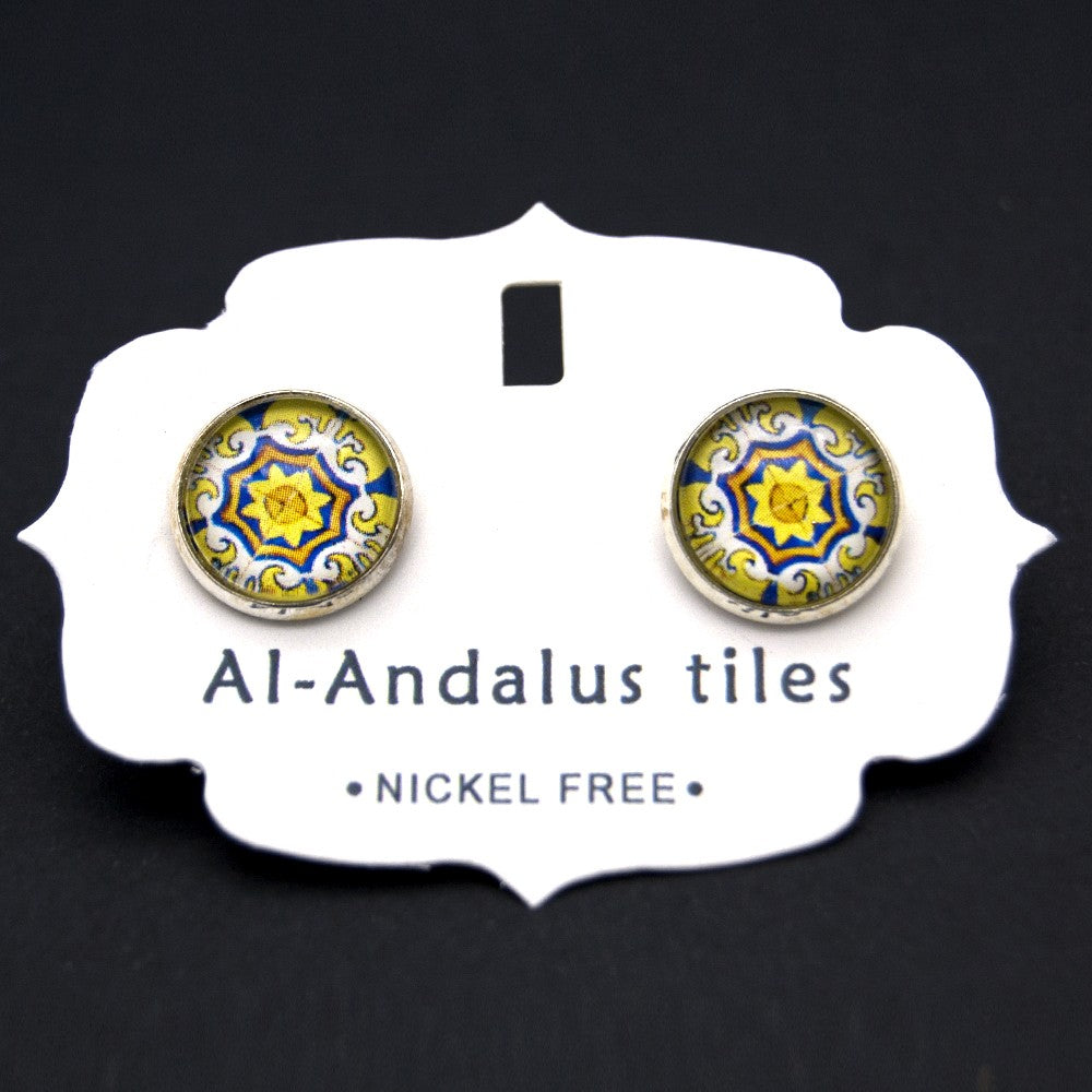Pendiente Botón Cortos - Inspirados en la Alhambra - Al-Andalus Tiles - Modelo Zalaza