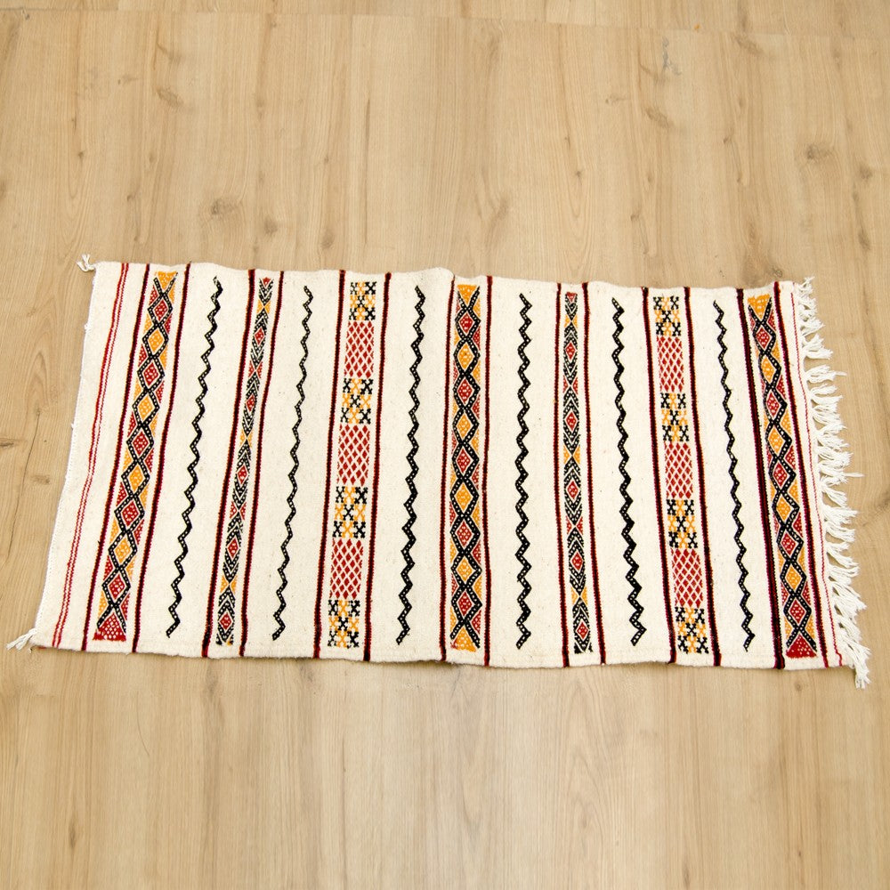 Alfombra Marroquí - Estilo Vintage Bereber - 130cm x 74cm - Blanca