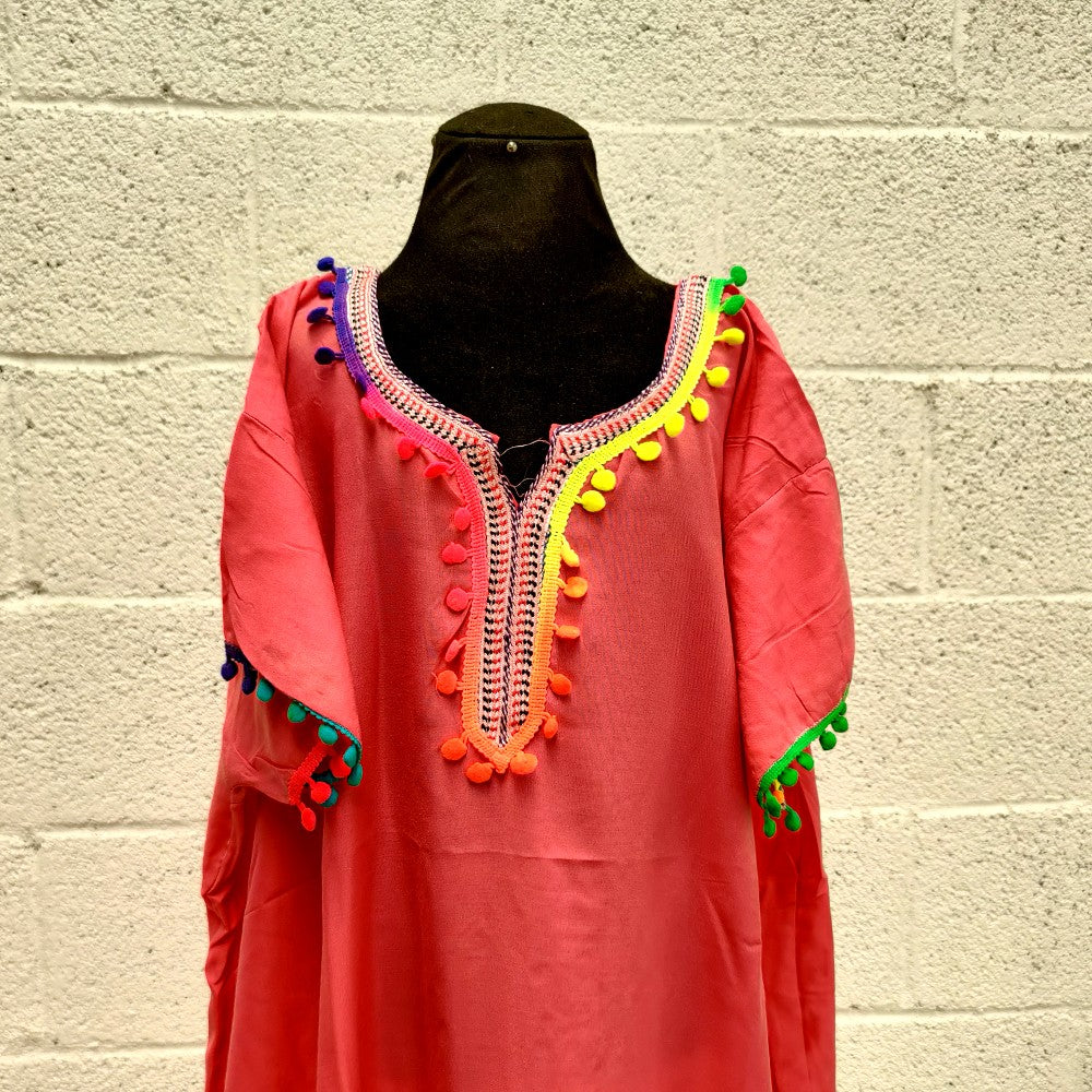 Kandora MarroquíMujer - Chilaba - Talla Única - Color Rosa - Modelo kuratia