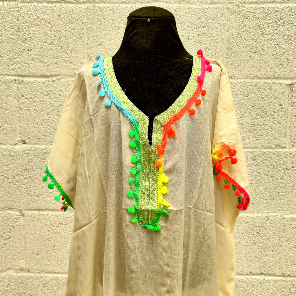 Kandora Marroquí Mujer - Chilaba - Talla Única - Color Blanca- Modelo kuratia