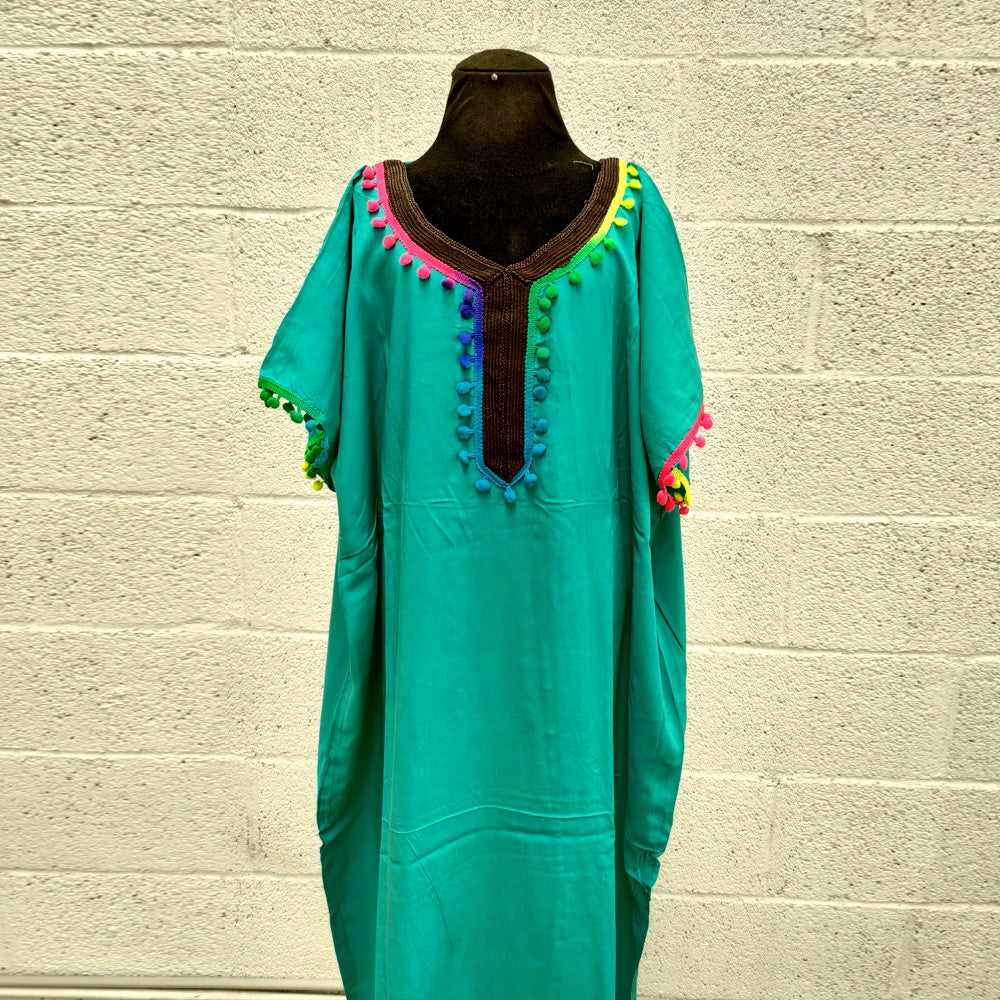 Kandora Marroquí Mujer - Chilaba - Talla Única - Color Verde Esmeralda - Modelo Kuratia