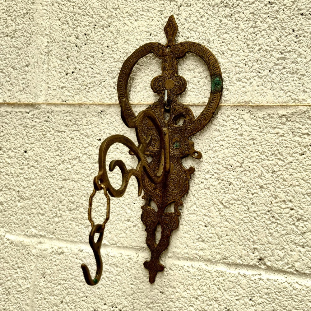 Soporte Pared Lampara o Colgador Antiguo de Latón - Artesanal - Decoración Marroqui - Pieza Única