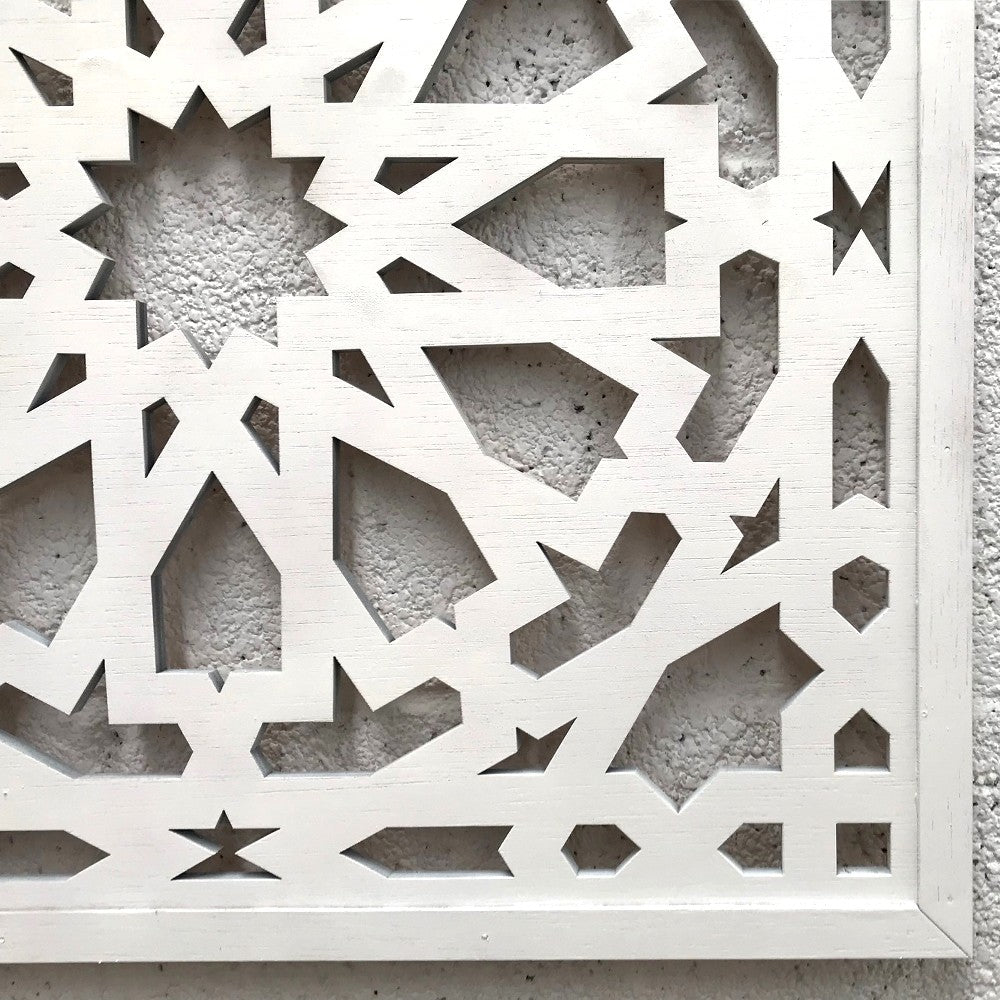 MARCO CELOSÍA ÁRABE - DISEÑO ALHAMBRA - COLOR BLANCO 160cm x 100cm x 1cm