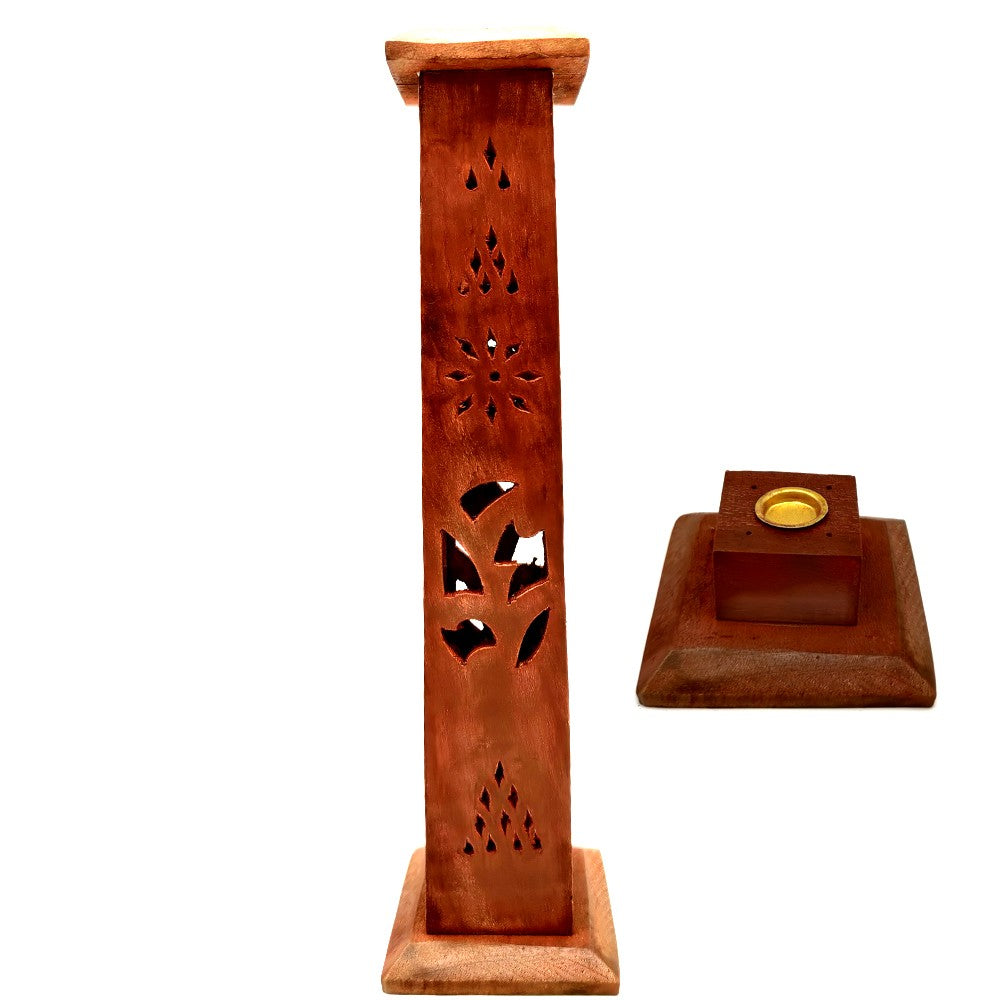 INCENSARIO TORRE MADERA - QUEMADOR CONOS Y VARILLAS - MODELO LOTUS