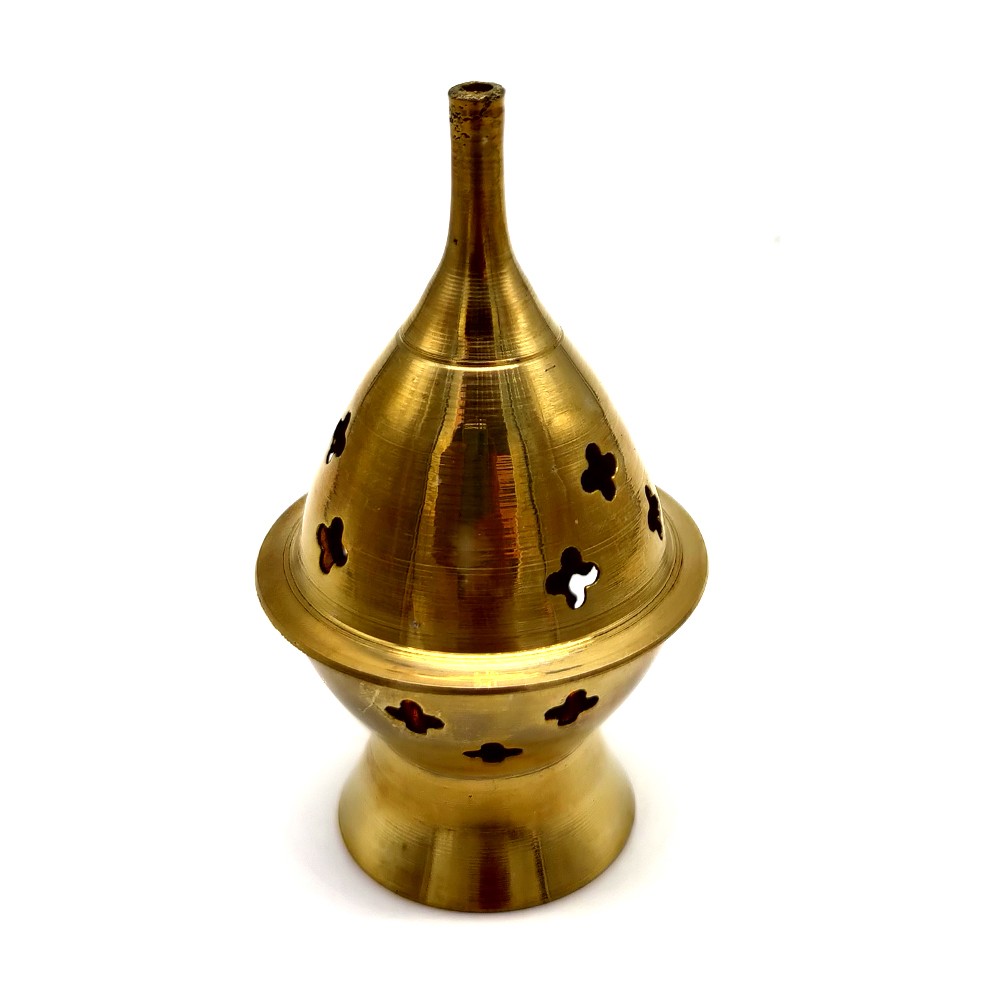 Incensario Quemador Incienso de Metal Bronce - Modelo Jarama - 11cm x 6cm