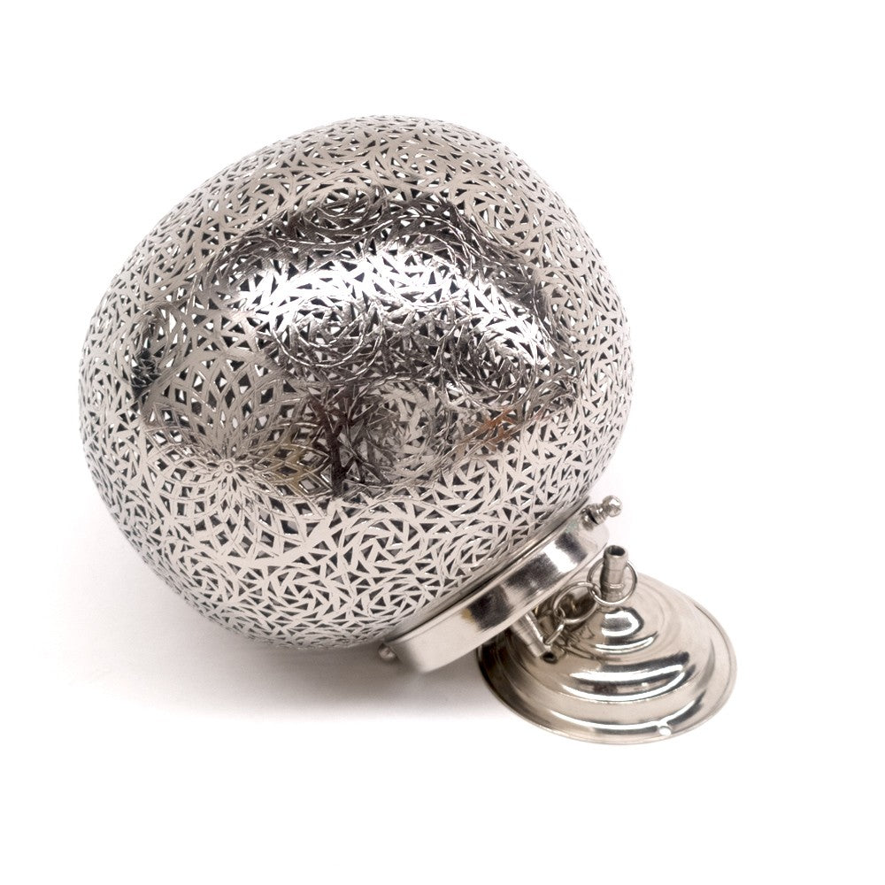 Lámpara Esfera Deluxe Latón Calado Bañado en Níquel - 25 cm Diámetro