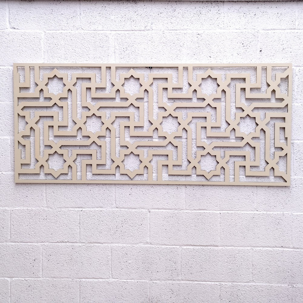 Cabecero de Cama Madera - Celosia Andalusi - Geometria Morisca - Blanco Hueso - Diseño MATAAHA