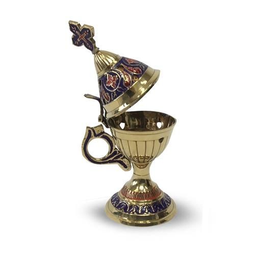 Incensario Bronce Pintado - 15 cm - Modelo Sarka