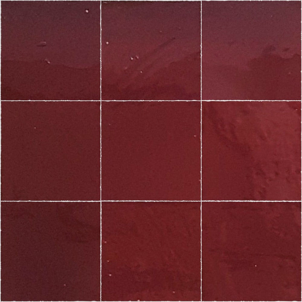 Azulejo Zellige Marruecos - 10 x 10 cm GRANATE