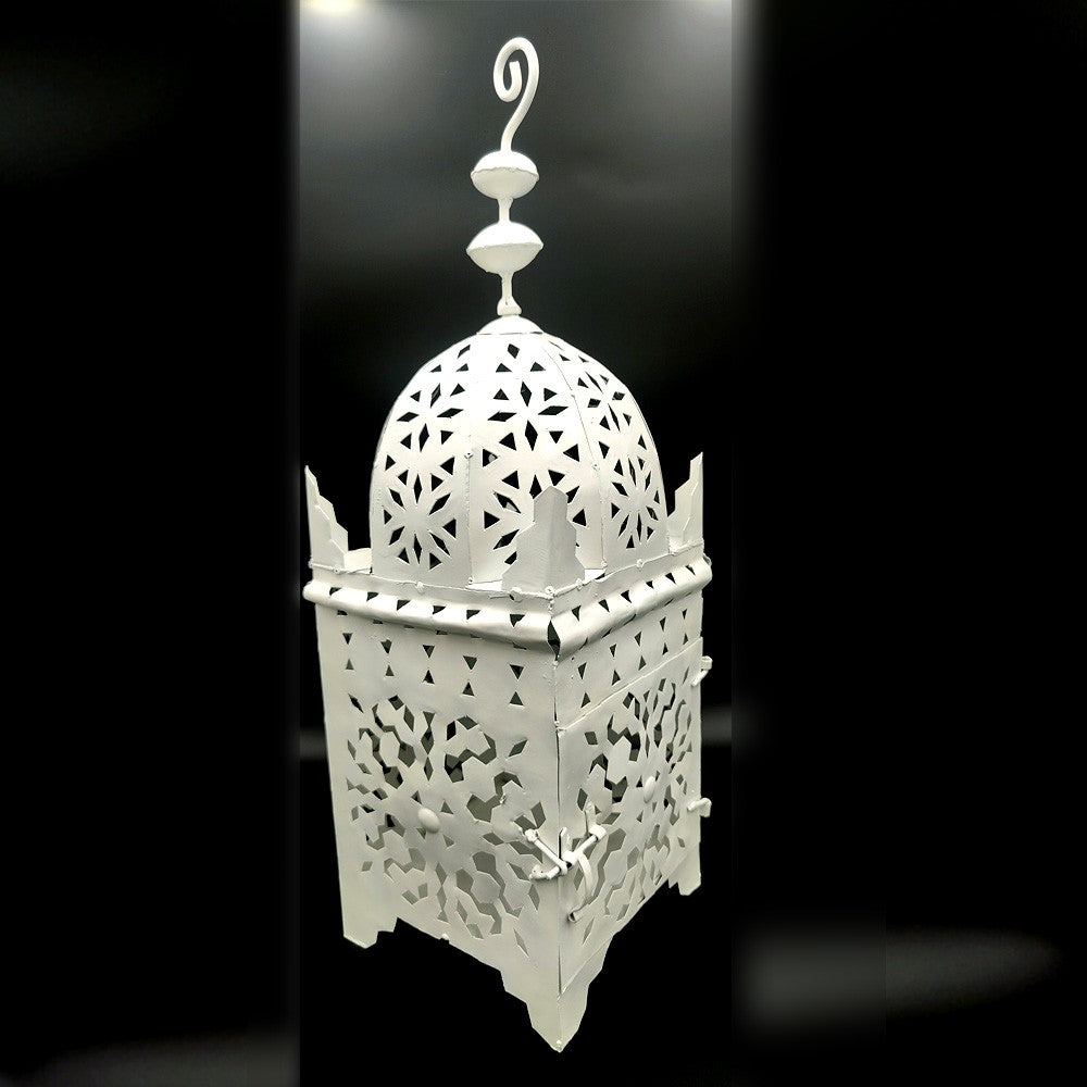 Lampara de Pie Árabe Artesania Marroqui Exterior o interior Blanca Decoración Andalusi Modelo Hadid Abiad