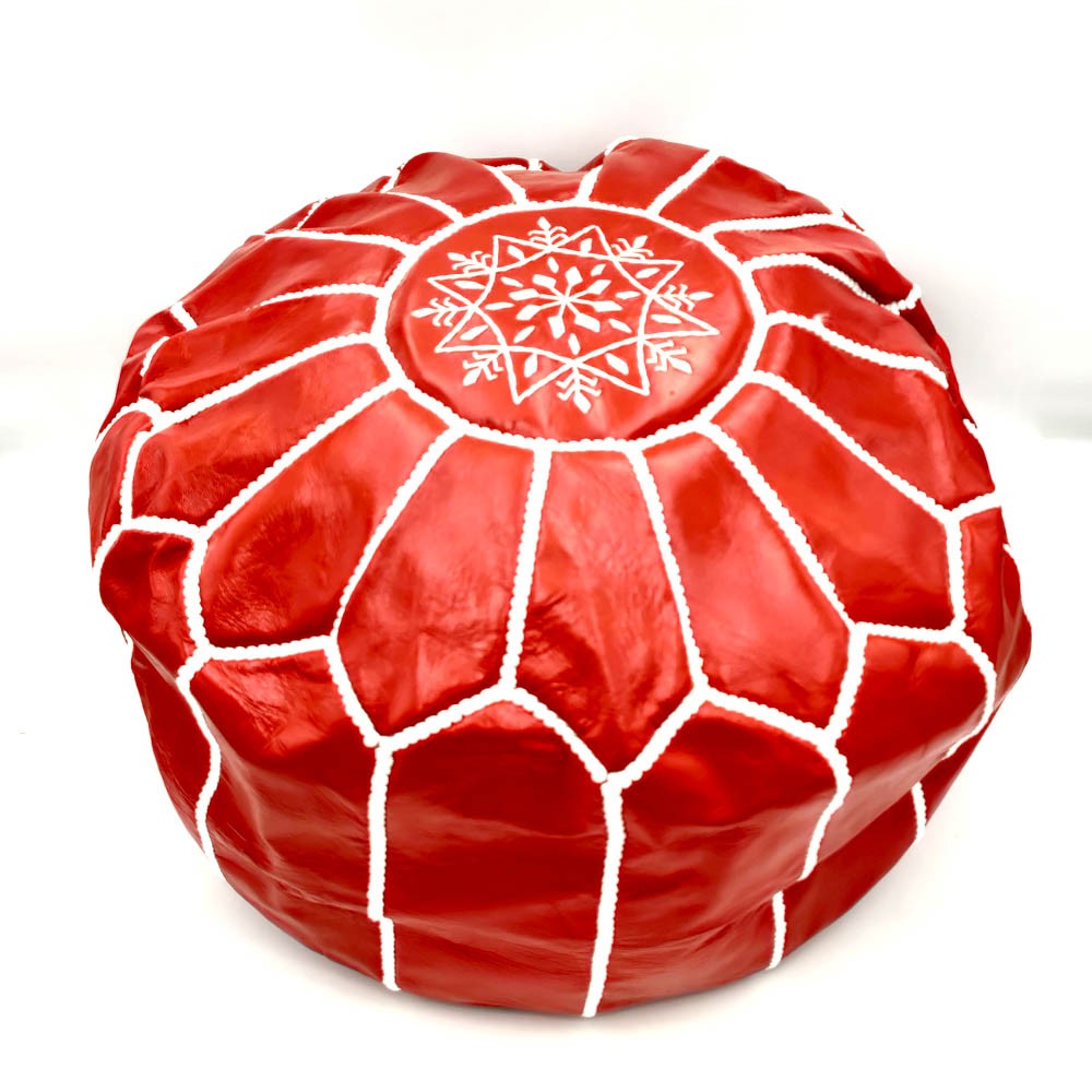 Puff Marroquí 100 % Cuero - Cojin de Suelo Hecho a mano - Sin Relleno - Modelo Nafkha