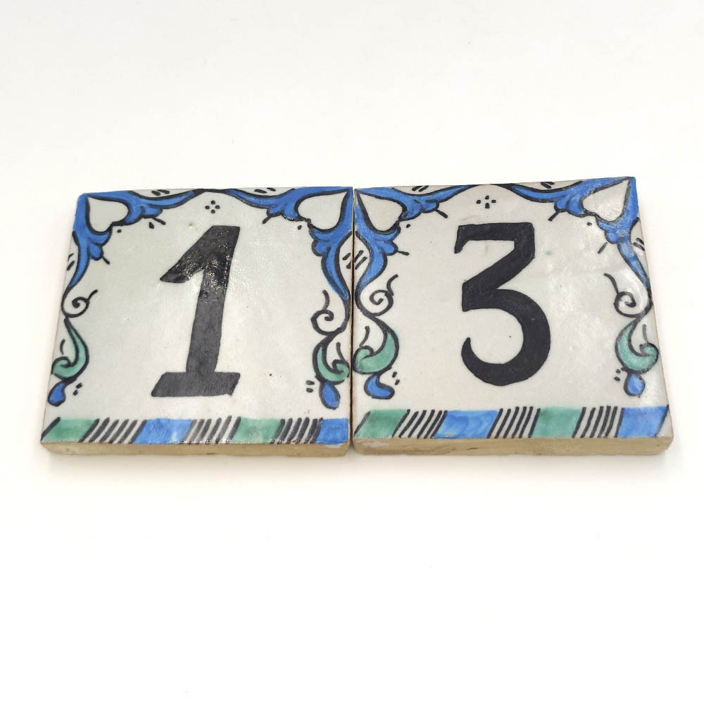 Número Casa  Azulejo Andalusí Azul - Mosaico Nazari - 10 cm - Artesanal - Modelo Arkamun