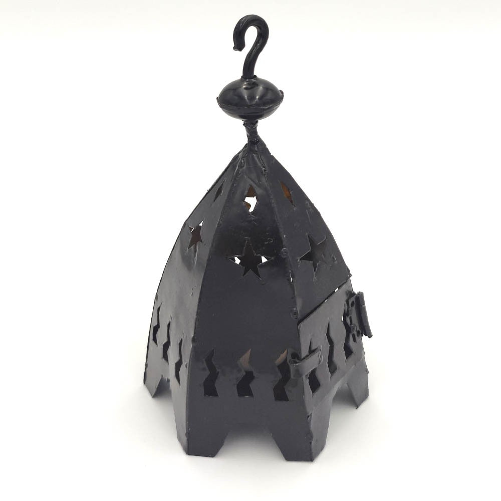 Farol Mini Hexagonal de Hierro para Vela  - Forja Calada - 19 cm