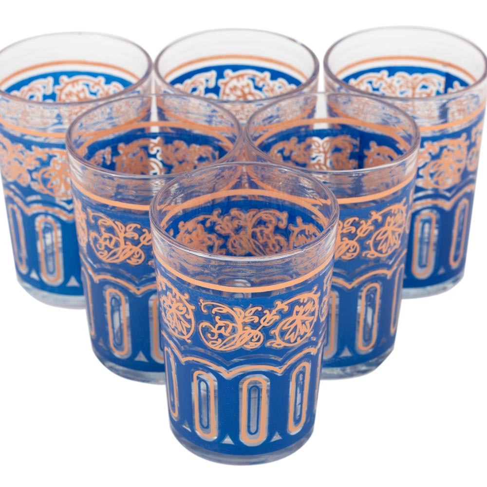 Juego 6 Vasos Te Grande Árabes - Té Moruno Marroqui - Especial Té - Modelo FATH