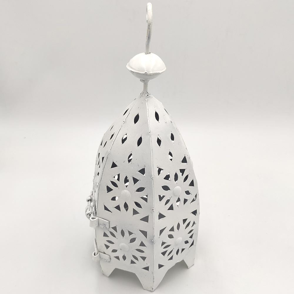 Farol Lampara Hexagonal - Jardin o Terraza - Artesanía Marroquí - Modelo Saruj Abiad