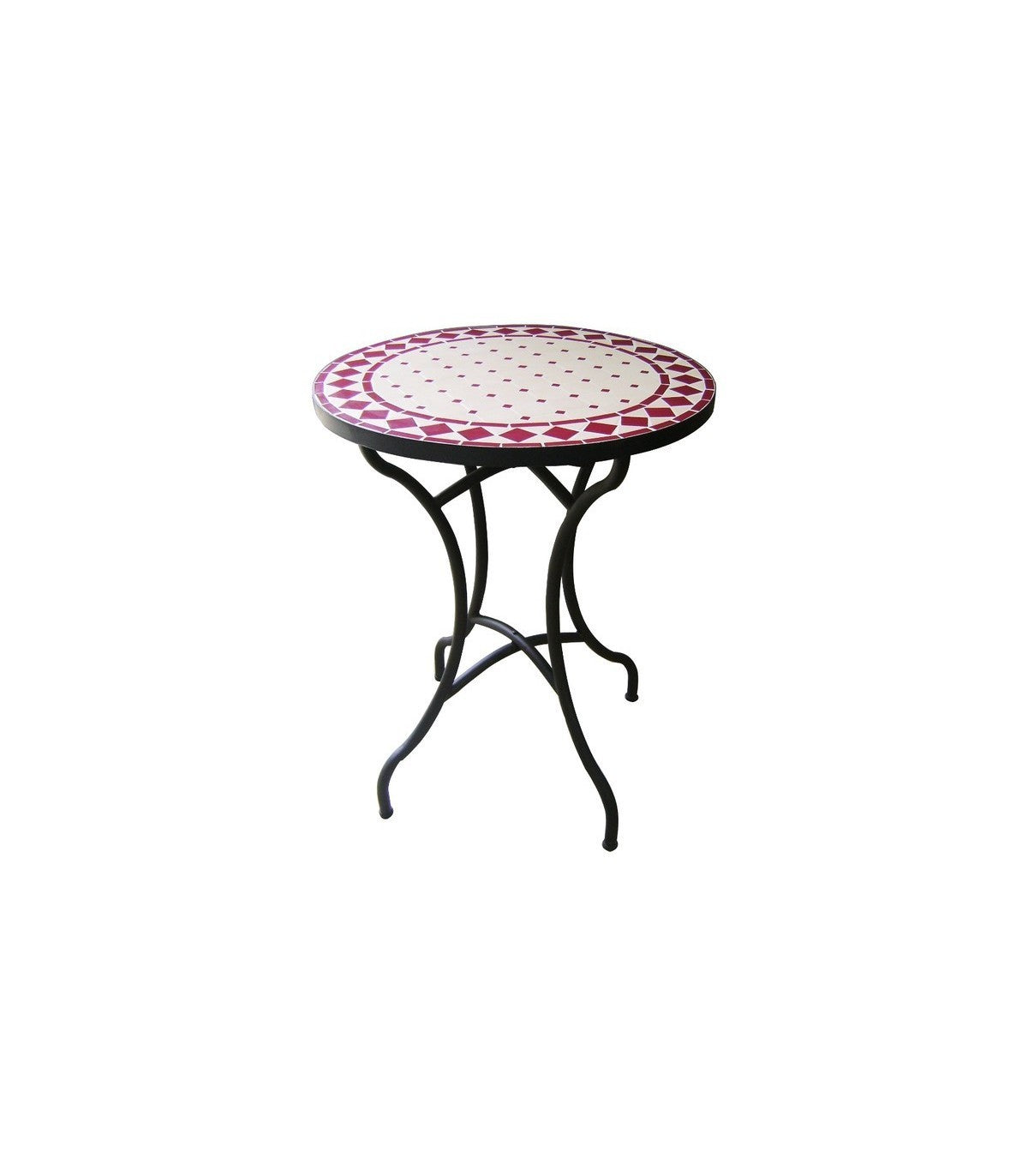Mesa de Mosáico - Redonda Roja - Azulejos Fez - Modelo KHAMRA MUDAWAR