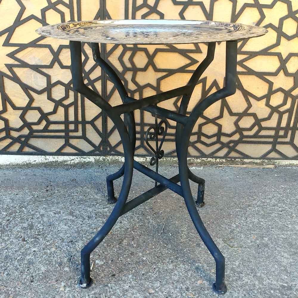 Mesa Bandeja Marroquí Plateada Tallada a Mano - Decoración Andalusí - Modelo Sinia