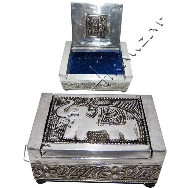 Cajita Rectangular - Forrada Terciopelo - Alpaca - India