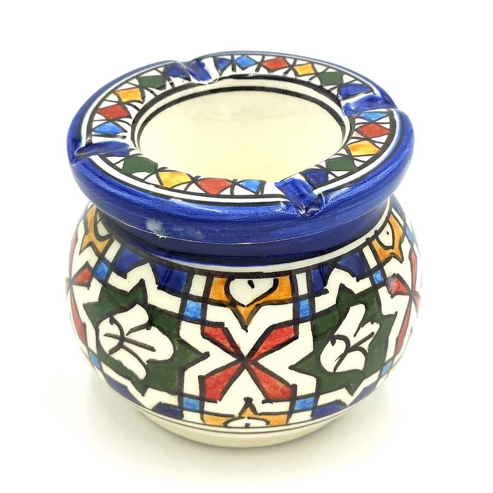 Cenicero de Agua Cerámica Esmaltada de Fez- Multicolor Artesanía Marroquí - Modelo Marmada