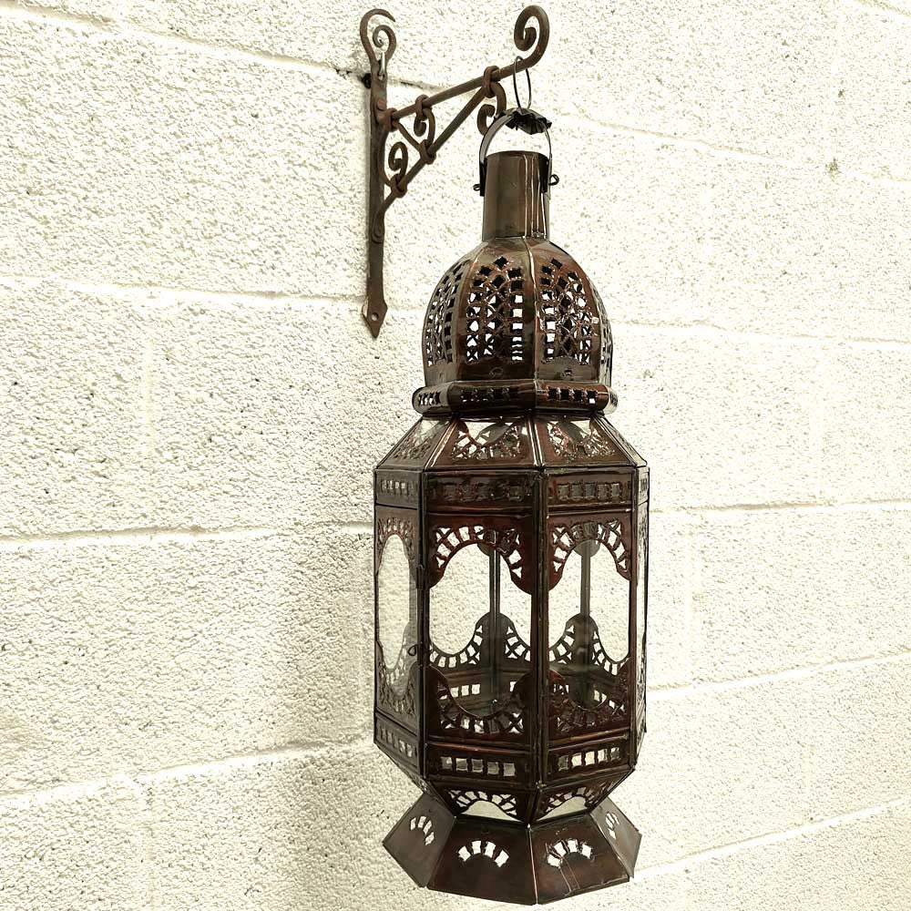 Farol o Lampara de Sobre Mesa Metal y Cristal - Artesania Marroqui - Modelo Elvirein