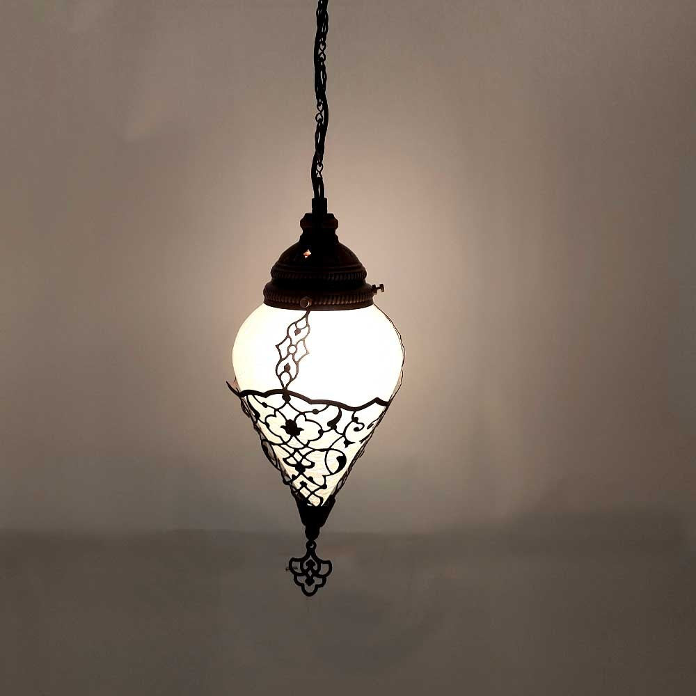 Lampara Turca Cristal y Metal Techo Colgante - Decoración Otomana - Modelo Serie Malika