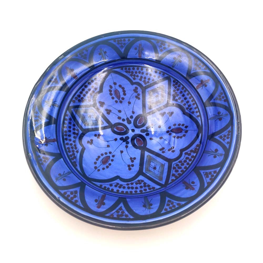 Plato Decorativo o de Mesa Azul - Cerámica Andalusí Asfi - Artesanía Marroquí - Modelo Lainun