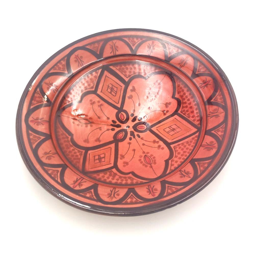 Plato Decorativo o de Mesa Rojo - Cerámica Andalusí Asfi - Artesanía Marroquí - Modelo Lainun