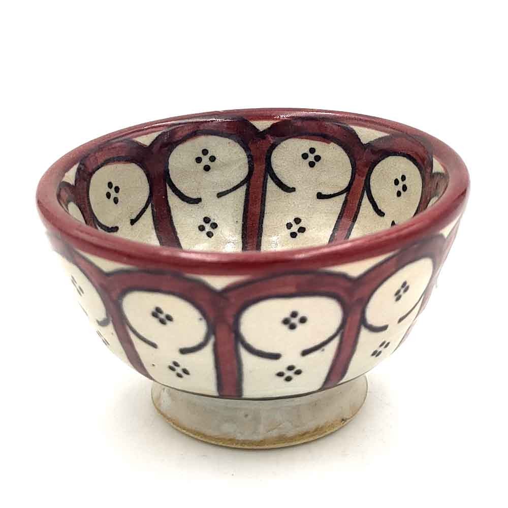Cuenco Cerámica Artesanal - Color Granate - Artesanía Marroquí - Diseño Arcos Andalusís - Modelo Aqwas