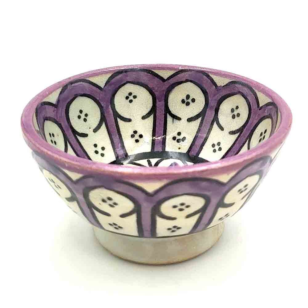 Cuenco Cerámica Artesanal - Color Morado - Artesanía Marroquí - Diseño Arcos Andalusís - Modelo Aqwas