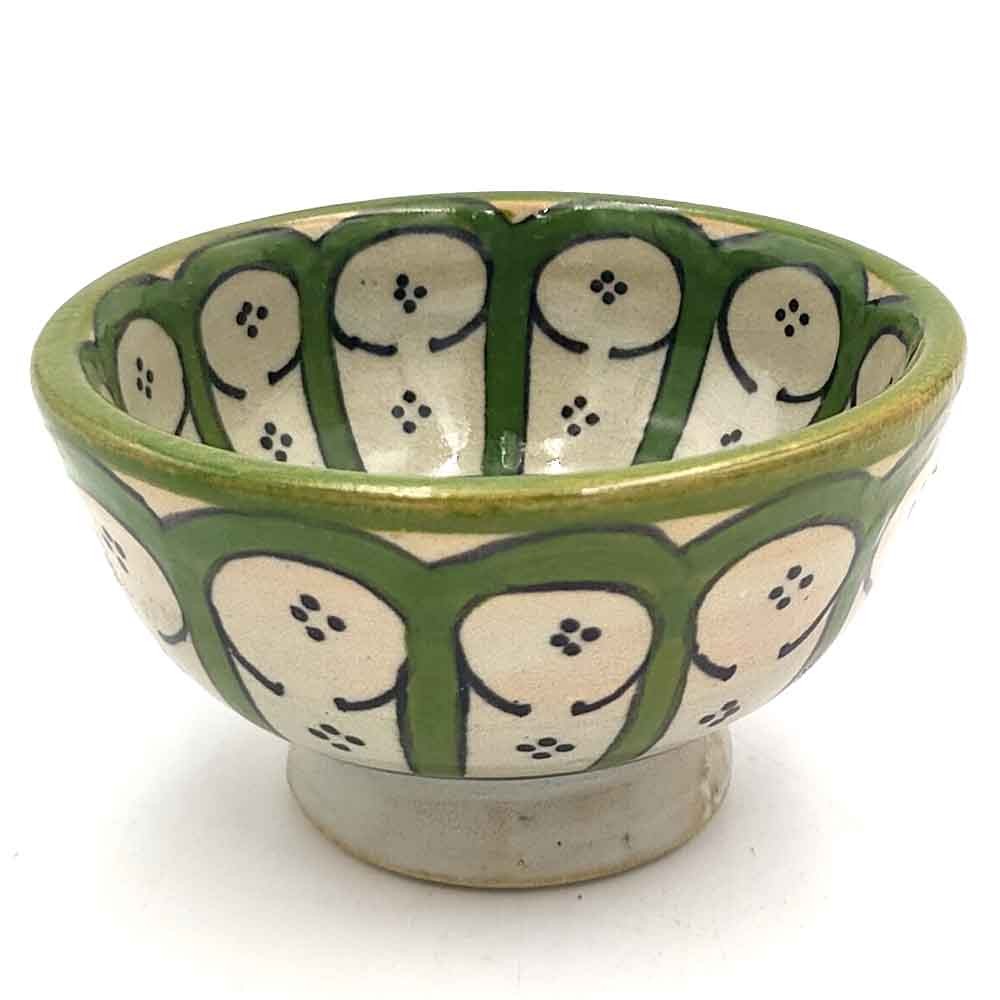 Cuenco Cerámica Artesanal - Color Verde Oliva - Artesanía Marroquí - Diseño Arcos Andalusís - Modelo Aqwas
