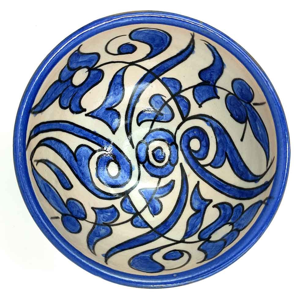 Cuenco/bol/Bowl  Cerámica Artesanal - Color Azul Marino- Artesanía Marroquí - Diseño Floral Andalusís - Modelo Tasaluq