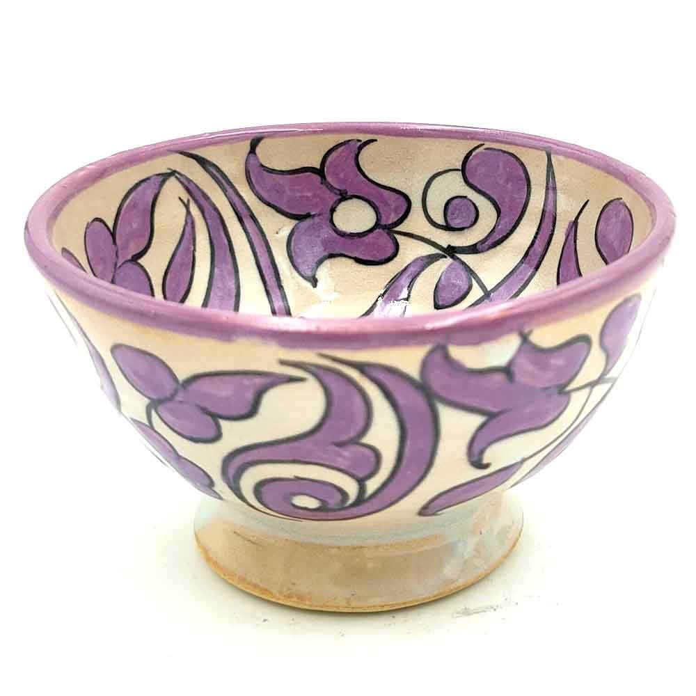 Cuenco/bol/Bowl  Cerámica Artesanal - Color Morado - Artesanía Marroquí - Diseño Floral Andalusí - Modelo Tasaluq