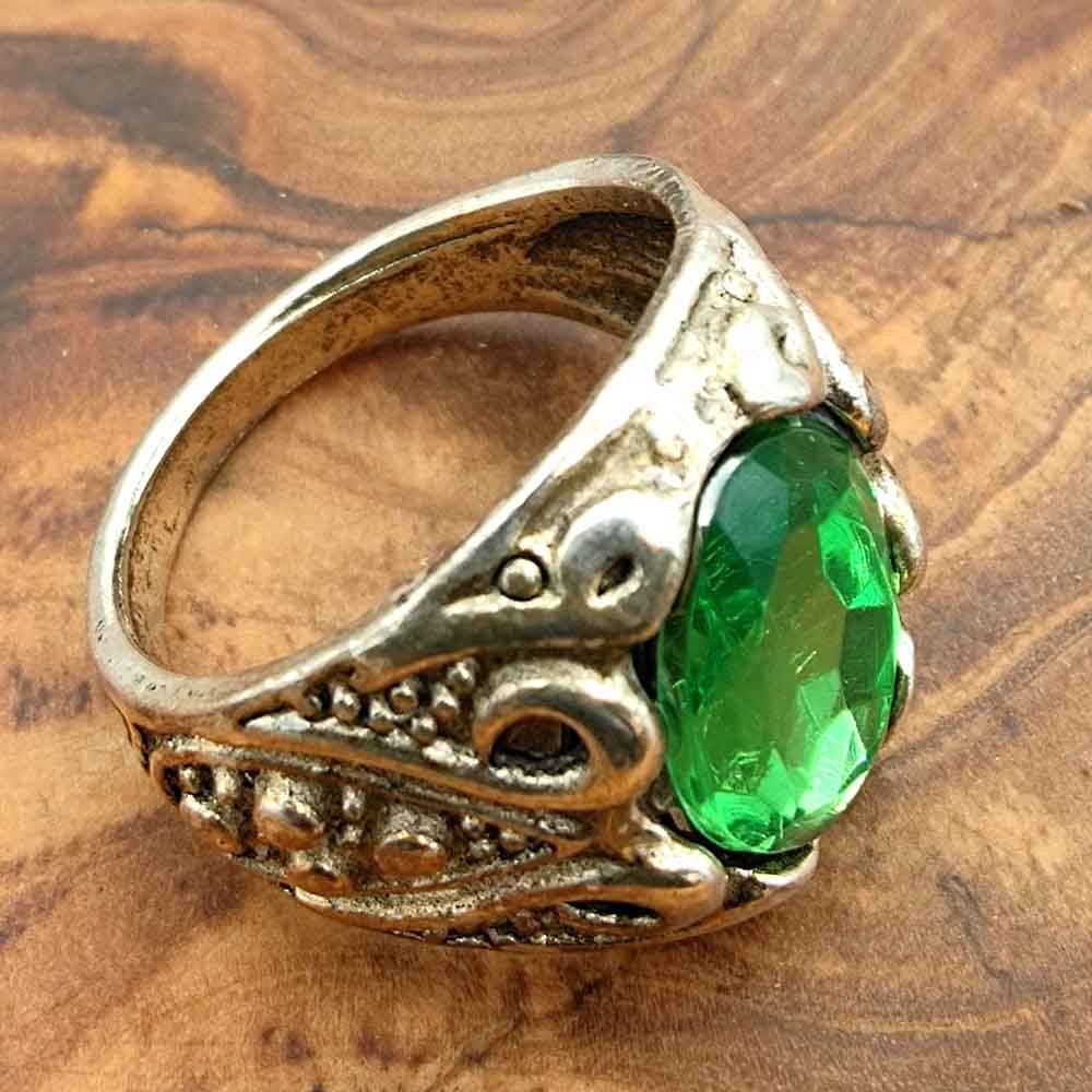 Anillo Unisex Aleación Inox - Estilo Medieval Gótico - Modelo khamsa Akhdar