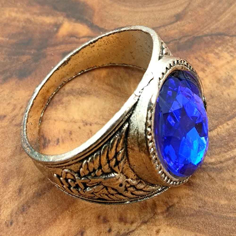 Anillo unisex Aleación Inox - Piedra Azul - Estilo Medieval Gótico - Modelo Zalaza Ashra Azrak