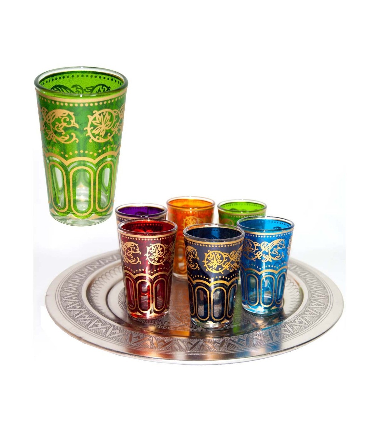 Juego 6 Vasos Arabes - Mano de Fátima - Multicolor - Modelo 2