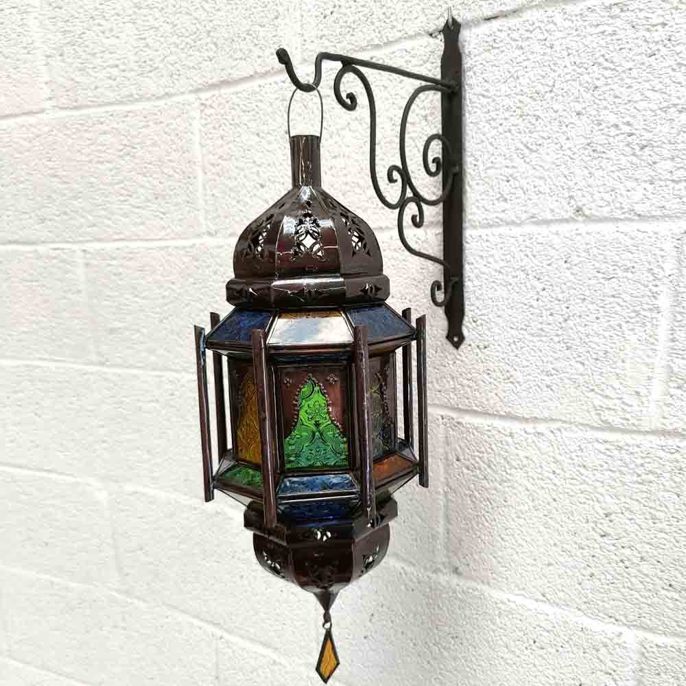 Lámpara Interior Techo Andalusí  - Cristal y metal - Artesanía Marroquí - Modelo Bab Alkauzar