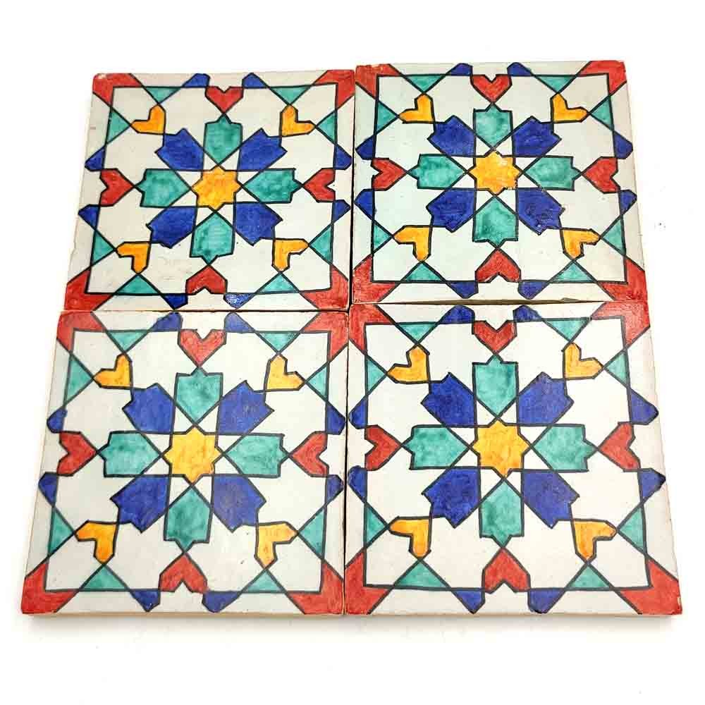 Azulejo Andalusí - Zellige Mosaico Nazari - Multicolor - 15x15 cm - Artesanal - Modelo 89